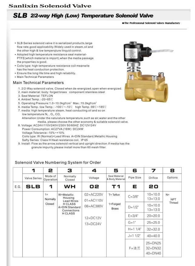 Steam Solenoid Valve - 2/2-Way Pilot Perated High (Low) Temperature (SLB)